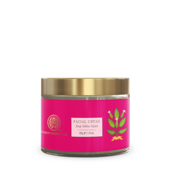 Forest Essentials Roop Nikhar & Gulab Ubtan | Ayurvedic Face Mask for Dry Skin | Gentle Exfoliating Face Pack | Gives Smooth Radiant and Brighter Complexion | With Rose & Pistachio