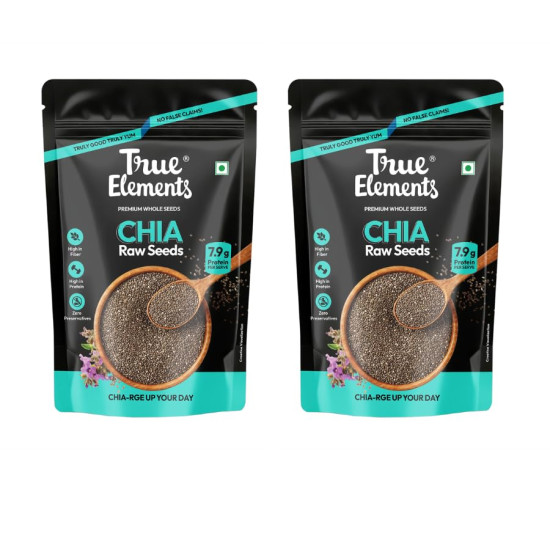 True Elements Chia Seeds 1kg (500g * 2) | Fibre Rich Seeds for Eating | Omega-3 Rich | Healthy Snacks | Best for Weight Management | Beat the Heat | Summer Seed