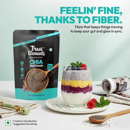 True Elements Chia Seeds 1kg (500g * 2) | Fibre Rich Seeds for Eating | Omega-3 Rich | Healthy Snacks | Best for Weight Management | Beat the Heat | Summer Seed