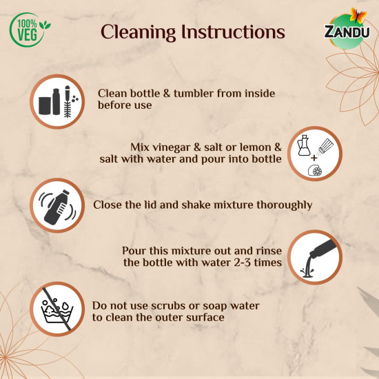 Zandu Copper Gift Set Pack (1 Bottle & 2 Tumbler): Made with 100% Pure Copper |Supports Digestive & Liver Health | Helps Enhance Immunity| Useful in Promoting Overall Health (Pack of 950ml & 2x300ml)