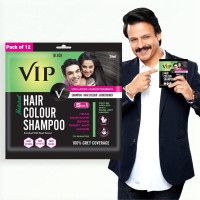 VIP HAIR COLOUR SHAMPOO Gel Shampoo- Black | Ammonia Free Hair Colour For Men And Women | 20Ml (Pack Of 12)