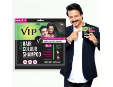 VIP HAIR COLOUR SHAMPOO Gel Shampoo- Black | Ammonia Free Hair Colour For Men And Women | 20Ml (Pack Of 12)