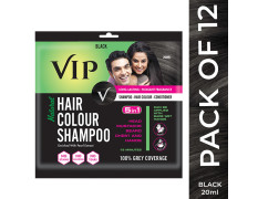 VIP HAIR COLOUR SHAMPOO Gel Shampoo- Black | Ammonia Free Hair Colour For Men And Women | 20Ml (Pack Of 12)