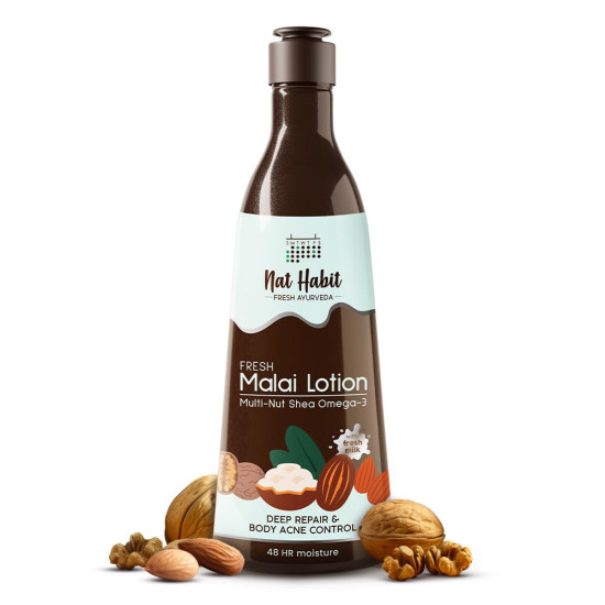 Nat Habit Fresh Whipped Body Lotion, Fresh Malai Lotion Multi-Nut Shea Omega 3, For Deep Skin Repair, Hydration, Body Acne Control & 48 Hours Moisture, 250 ml (Pack of 1) Nat Habit Fresh Whipped Body Lotion, Fresh Malai Lotion Multi-Nut Shea Omega 3, For Deep Skin Repair, Hydration, Body Acne Control & 48 Hours Moisture, 250 ml (Pack of 1)