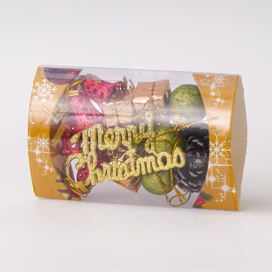 eCraftIndia Christmas Tree Decoration Items Merry Xmas Cutout Flowers Gifts Bells Balls (Pack of 15) Hanging Ornaments Props Christmas Decorations for Home Office