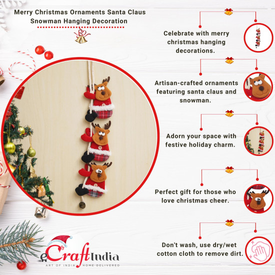 eCraftIndia Reindeer Wall Hanging Christmas Tree Decoration Items for Home Living Room Office Church Decor Xmas Gifts Hanging Ornaments Props