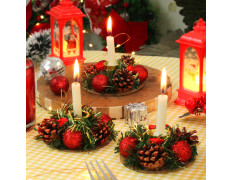 TIED RIBBONS Set of 3 Candle Holder Stand for Dining Table Indoor Outdoor Decoration Xmas Decor (Multi, 8.8 cm) - Christmas Decorations Items for Home Office Church Gifts Church Gifting