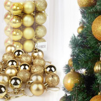 TIED RIBBONS Pack of 24 Christmas Tree Decoration Items Balls Hanging Ornaments Props Xmas Accessories (Plastic, Golden, 3.8 cm) - Christmas Decorations Items for Home Decor Office Church