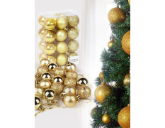 TIED RIBBONS Pack of 24 Christmas Tree Decoration Items Balls Hanging Ornaments Props Xmas Accessories (Plastic, Golden, 3.8 cm) - Christmas Decorations Items for Home Decor Office Church