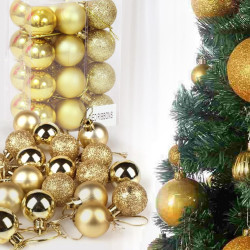 TIED RIBBONS Pack of 24 Christmas Tree Decoration Items Balls Hanging Ornaments Props Xmas Accessories (Plastic, Golden, 3.8 cm) - Christmas Decorations Items for Home Decor Office Church