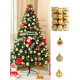 TIED RIBBONS Pack of 24 Christmas Tree Decoration Items Balls Hanging Ornaments Props Xmas Accessories (Plastic, Golden, 3.8 cm) - Christmas Decorations Items for Home Decor Office Church