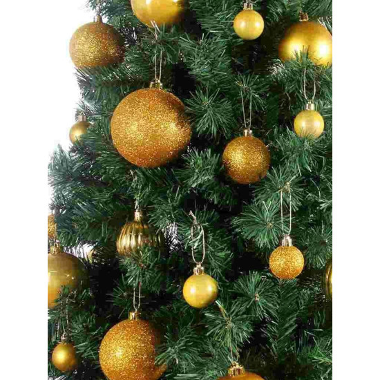 TIED RIBBONS Pack of 24 Christmas Tree Decoration Items Balls Hanging Ornaments Props Xmas Accessories (Plastic, Golden, 3.8 cm) - Christmas Decorations Items for Home Decor Office Church