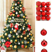 TIED RIBBONS Pack of 24 Christmas Tree Decoration Items Balls Ornaments Hanging Props Xmas Accessories (Plastic, Red, 3.8 cm) - Christmas Decorations Items for Home Decor Office Church