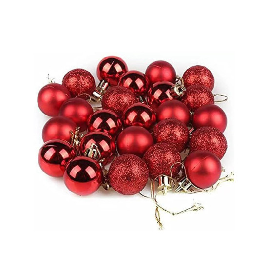 TIED RIBBONS Pack of 24 Christmas Tree Decoration Items Balls Ornaments Hanging Props Xmas Accessories (Plastic, Red, 3.8 cm) - Christmas Decorations Items for Home Decor Office Church