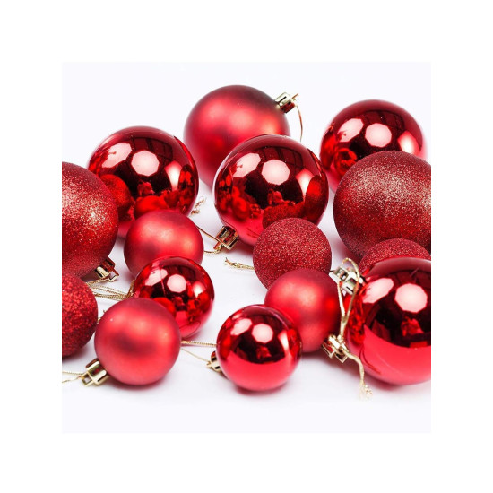 TIED RIBBONS Pack of 24 Christmas Tree Decoration Items Balls Ornaments Hanging Props Xmas Accessories (Plastic, Red, 3.8 cm) - Christmas Decorations Items for Home Decor Office Church