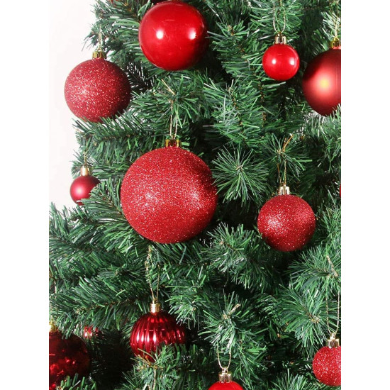 TIED RIBBONS Pack of 24 Christmas Tree Decoration Items Balls Ornaments Hanging Props Xmas Accessories (Plastic, Red, 3.8 cm) - Christmas Decorations Items for Home Decor Office Church