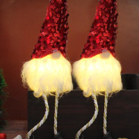 TIED RIBBONS Set of 2 Christmas Decorations Items for Home Santa Claus Led Lights Snowman for Tree Wall Door Hanging Dining Table Indoor Outdoor Ornaments Xmas Showpiece Gifts