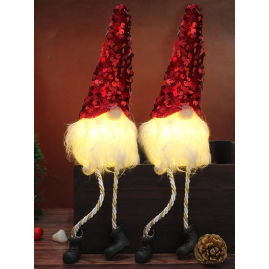 TIED RIBBONS Set of 2 Christmas Decorations Items for Home Santa Claus Led Lights Snowman for Tree Wall Door Hanging Dining Table Indoor Outdoor Ornaments Xmas Showpiece Gifts