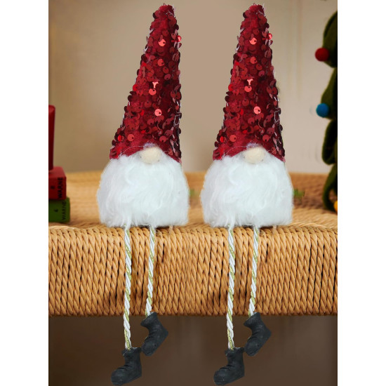 TIED RIBBONS Set of 2 Christmas Decorations Items for Home Santa Claus Led Lights Snowman for Tree Wall Door Hanging Dining Table Indoor Outdoor Ornaments Xmas Showpiece Gifts