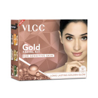 VLCC Gold Facial Kit for Sensitive Skin - 60g | Gold Facial For Sensitive Skin | Alcohol & Paraben Free | Safe For Sensitive Skin | 24K Gold, Hyaluronic Acid & Vitamin C