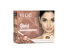 VLCC Gold Facial Kit for Sensitive Skin - 60g | Gold Facial For Sensitive Skin | Alcohol & Paraben Free | Safe For Sensitive Skin | 24K Gold, Hyaluronic Acid & Vitamin C