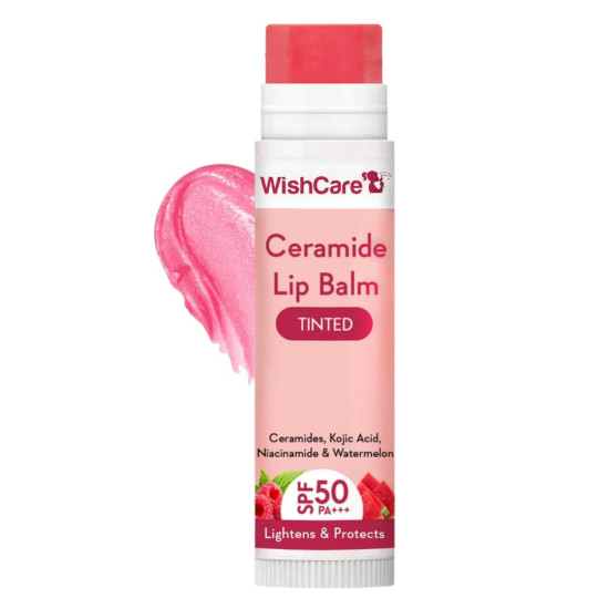 WishCare Tinted Lip Balm with SPF 50 PA+++ | Brightening Lip Balm for Dark Lips | Kojic Acid & Niacinamide | For Women | 5g WishCare Tinted Lip Balm with SPF 50 PA+++ | Brightening Lip Balm for Dark Lips | Kojic Acid & Niacinamide | For Women | 5g