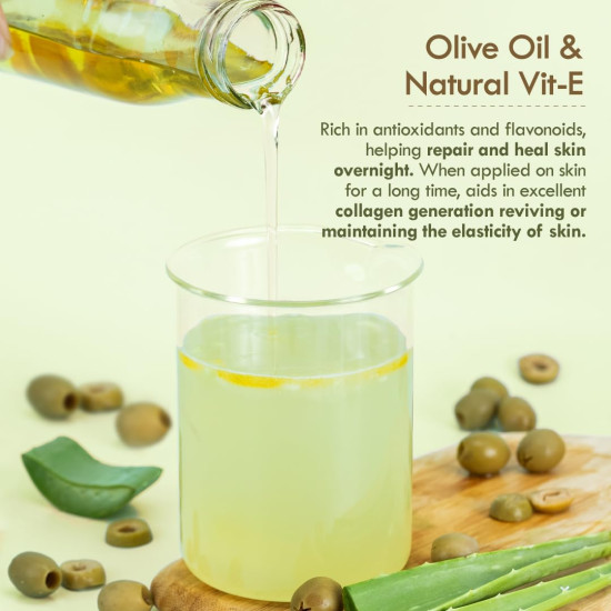 Nat Habit Active Face Gel, Olive Vit-E For Night Restore & Aging Protection With Cooling, Soothing, Sun Burn Healing & UV Protection, Suitable For All Skin Types, 50gm