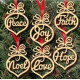 eCraftIndia Christmas Hanging Ornaments Wooden Cutouts Faith Joy Hope Love Peace Noel, Set of 6 | Christmas Tree Decoration Items | Xmas Decorations Items Props for Home Office Church
