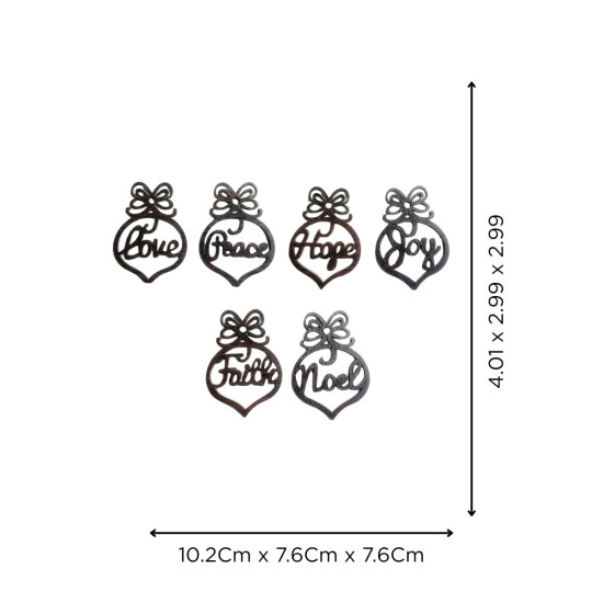 eCraftIndia Christmas Hanging Ornaments Wooden Cutouts Faith Joy Hope Love Peace Noel, Set of 6 | Christmas Tree Decoration Items | Xmas Decorations Items Props for Home Office Church