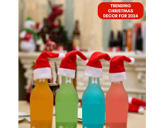 Indian Karigar 6pcs Christmas Decorations Items for Home Mini Santa Hats for Bottle Topper Decor Unique Christmas Decor Christmas Ornaments Christmas Tree Decoration Items Christmas Gifts for Home