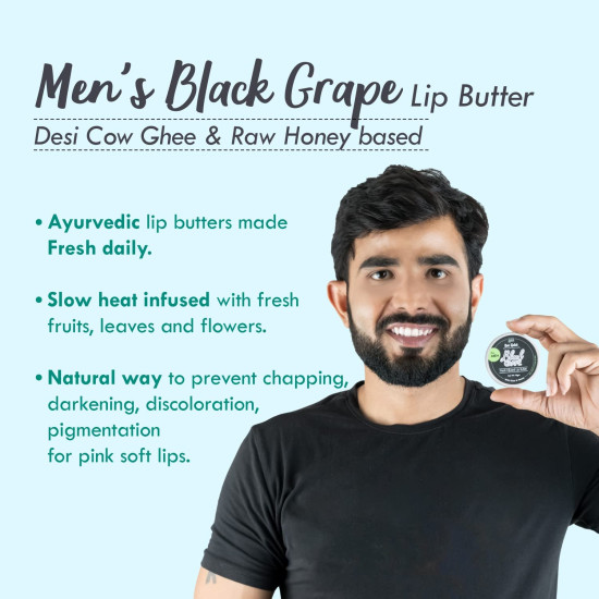 Nat Habit Men's Black GrapeLip Balm Fresh Infused Lip Butter With Grapeseed & Raw Honey For Lip Pigmentation, Lightening, Lip Repair, Dark And Chapped Lips,8gm Nat Habit Men's Black GrapeLip Balm Fresh Infused Lip Butter With Grapeseed & Raw Honey For Lip Pigmentation, Lightening, Lip Repair, Dark And Chapped Lips,8gm