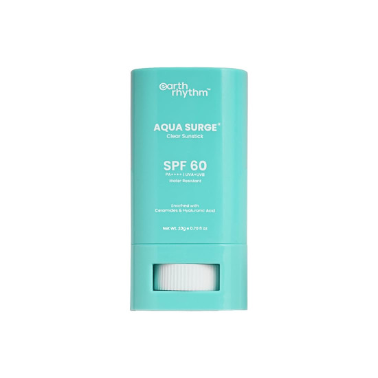 Earth Rhythm Aqua Surge Hydrating Sunstick SPF 60 PA++++. Ceramides & Hyaluronic Acid. No white Cast. No Parabens, Vegan.