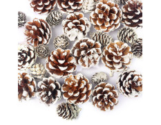 TIED RIBBONS Set of 12 Christmas Tree Decoration Items Pine Cones Small Hanging Ornaments Props Accessories Xmas Decor - Christmas Decorations Items for Home