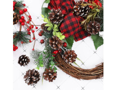 TIED RIBBONS Set of 12 Christmas Tree Decoration Items Pine Cones Small Hanging Ornaments Props Accessories Xmas Decor - Christmas Decorations Items for Home