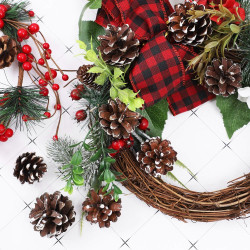TIED RIBBONS Set of 12 Christmas Tree Decoration Items Pine Cones Small Hanging Ornaments Props Accessories Xmas Decor - Christmas Decorations Items for Home
