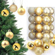 Ascension Pack of 24 Christmas Tree Decoration Balls Ornaments Hanging Props Xmas Tree Décor Accessories - Christmas Decorations Items for Home Office Church Indoor Outdoor (Golden Balls)