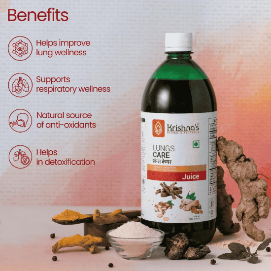 KRISHNA'S HERBAL & AYURVEDA Lungs Care Juice 1000 Ml | Lungs Cleaner For Detoxification And Supports Respiratory System KRISHNA'S HERBAL & AYURVEDA Lungs Care Juice 1000 Ml | Lungs Cleaner For Detoxification And Supports Respiratory System