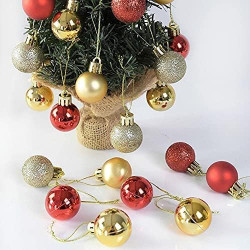 VR Creatives Pack of 24 Red and Golden Glitter Shiny Balls Beautiful Christmas Balls Christmas Xmas Tree Hanging Balls Ornaments for Xmas Christmas Party Decoration Item