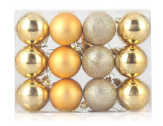 VR Creatives Pack of 24 Red and Golden Glitter Shiny Balls Beautiful Christmas Balls Christmas Xmas Tree Hanging Balls Ornaments for Xmas Christmas Party Decoration Item