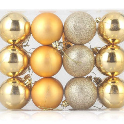 VR Creatives Pack of 24 Red and Golden Glitter Shiny Balls Beautiful Christmas Balls Christmas Xmas Tree Hanging Balls Ornaments for Xmas Christmas Party Decoration Item