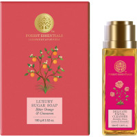 Forest Essentials Luxury Sugar Soap Bitter Orange & Cinnamon Ayurvedic & Forest Essentials Delicate Facial Cleanser Mashobra Honey Combo