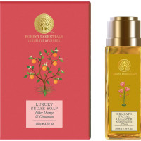 Forest Essentials Luxury Sugar Soap Bitter Orange & Cinnamon Ayurvedic & Forest Essentials Delicate Facial Cleanser Kashmiri Saffron & Neem Combo