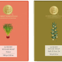 Forest Essentials Luxury Sugar Soap Oudh & Green Tea & Forest Essentials Luxury Sugar Soap Vetiver Combo