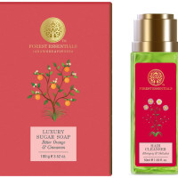 Forest Essentials Luxury Sugar Soap Bitter Orange & Cinnamon Ayurvedic & Forest Essentials Travel Size Hair Cleanser Bhringraj & Shikakai Combo