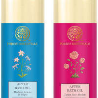 Forest Essentials After Bath Oil Indian Rose Absolute & Forest Essentials After Bath Oil Madurai Jasmine & Mogra Combo