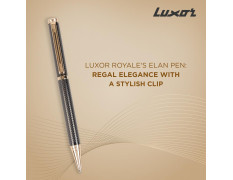 Luxor Royale, Elan, Ball Pen, Pack of 1, Gunmetal Textured Body, Ink Colour- Blue, Gold Trim, Stylish Clip, Sleek & Elegant, The Ultimate Choice for Writers & Professional Gifting