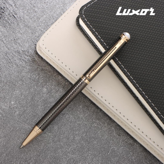 Luxor Royale, Elan, Ball Pen, Pack of 1, Gunmetal Textured Body, Ink Colour- Blue, Gold Trim, Stylish Clip, Sleek & Elegant, The Ultimate Choice for Writers & Professional Gifting