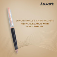 Luxor Royale, Carnival, Ball Pen, Pack of 1, Lacque Black Body, Ink Colour- Blue, Shiny Chrome Cap, Rose Gold Trim, Stylish Clip, Regal & Elegant, Best Pen For Gifting Luxor Royale, Carnival, Ball Pen, Pack of 1, Lacque Black Body, Ink Colour- Blue, Shiny Chrome Cap, Rose Gold Trim, Stylish Clip, Regal & Elegant, Best Pen For Gifting