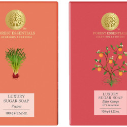 Forest Essentials Luxury Sugar Soap Vetiver & Forest Essentials Luxury Sugar Soap Bitter Orange & Cinnamon Ayurvedic Combo