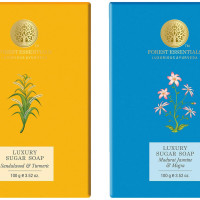 Forest Essentials Luxury Sugar Soap Sandalwood & Forest Essentials Luxury Sugar Soap Madurai Jasmine & Mogra Combo